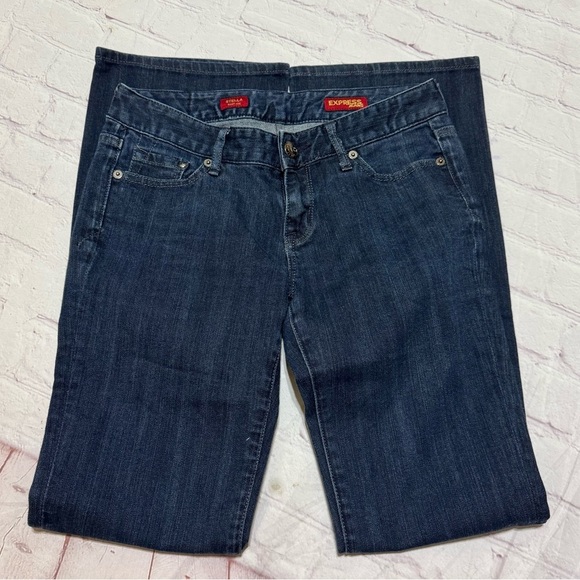 EXPRESS STELLA boot cut Women’s dark wash Blue Jeans Y2K fashion Low rise 0R GuC - Picture 3 of 14